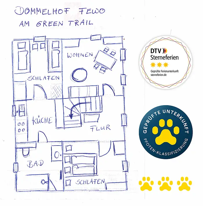 Grundriss unserer 'FeWo am Green-Trail' Grundriss unserer 'FeWo am Green-Trail'